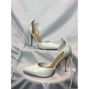 White Cross Tie Lace Up Pump - My Delicious Shoes - Size 8 (8.5)